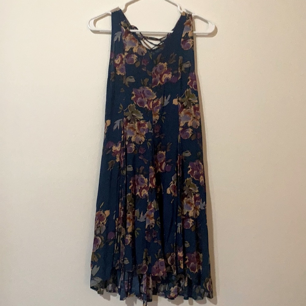 Floral Print Corset Back Dress, S